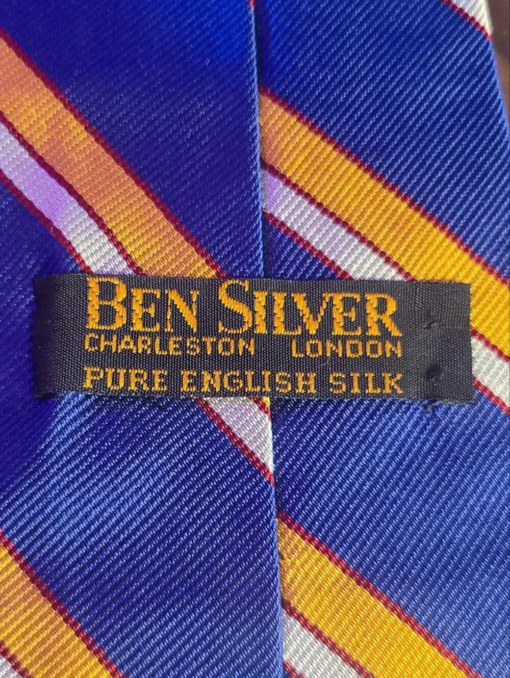 Ben Silver Silk Classic Blue and Yellow Striped Men's Tie